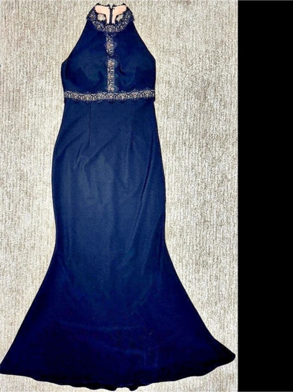 White House Black Market Lace Halter Mermaid Dress Black size 8 NWT